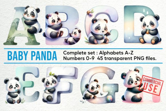 Download Baby Panda Alphabet &amp; Number PNG Letters - Png letters Collection