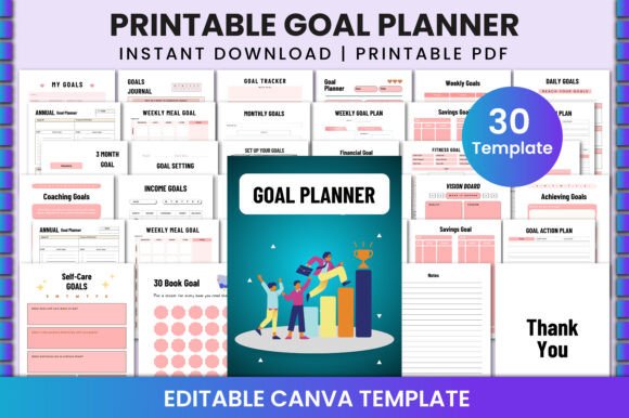 Download Printable Goal Planner for Canva KDP - Premium Resources